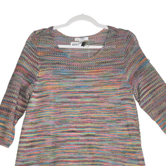John Paul Richard Sweater Women Large Multicolor Knit 3/4 Sleeve Elevated Basics - Picture 2 of 8